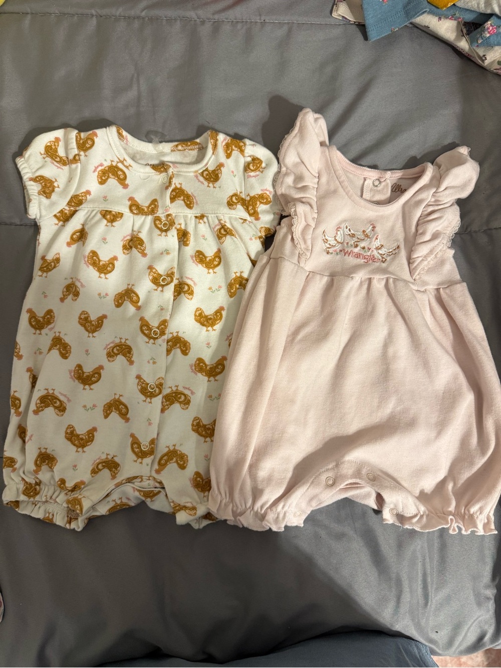 Wrangler Light Pink Baby Romper with Embroidered Detail